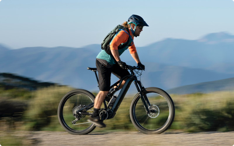 A person on a Mountain bike