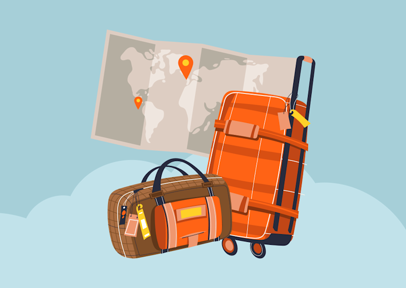 Illustration of two suitcases and map (thumbnail)