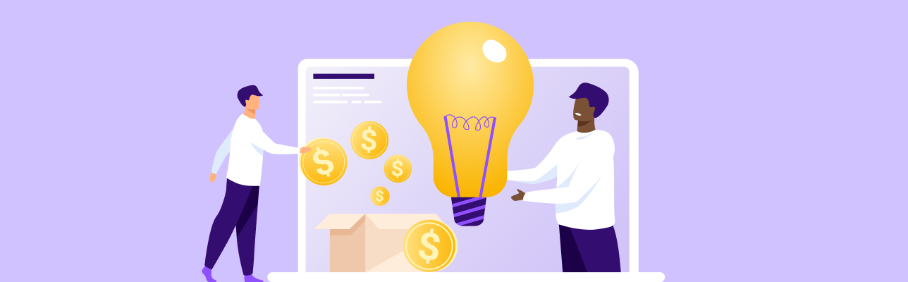 Illustration of two people with coins and a lightbulb (cover image)