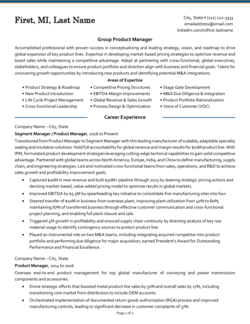 Grupa Product Manager wznowić próbkę po zipjob ' s certified Professional resume writer zoptymalizował dokument dla systemów śledzenia wnioskodawców, pracodawców i menedżerów ds. zatrudniania.