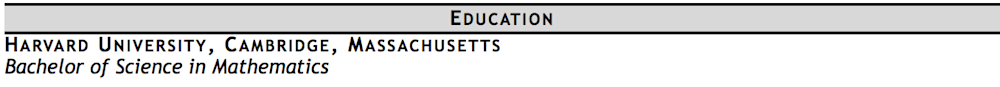 resume headers education