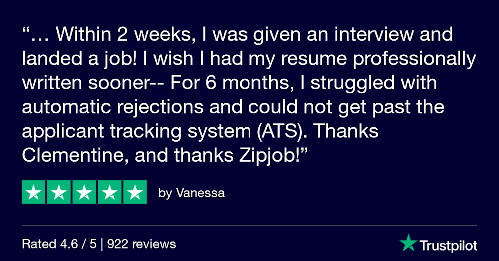 Trustpilot Review within 2 weeks I was given an interview and landed a job