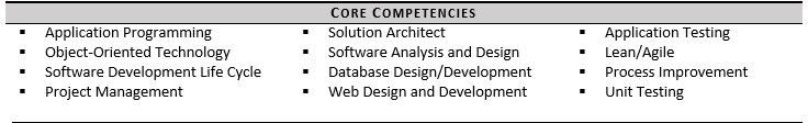 Core competencies on a resume