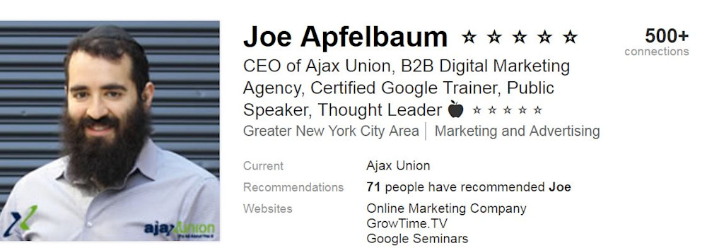 Good LinkedIn Headline Example 1