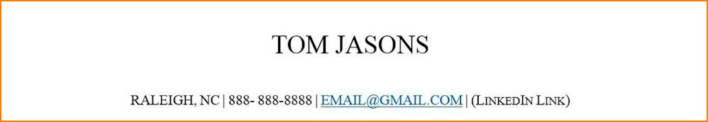 Contact Information on resume