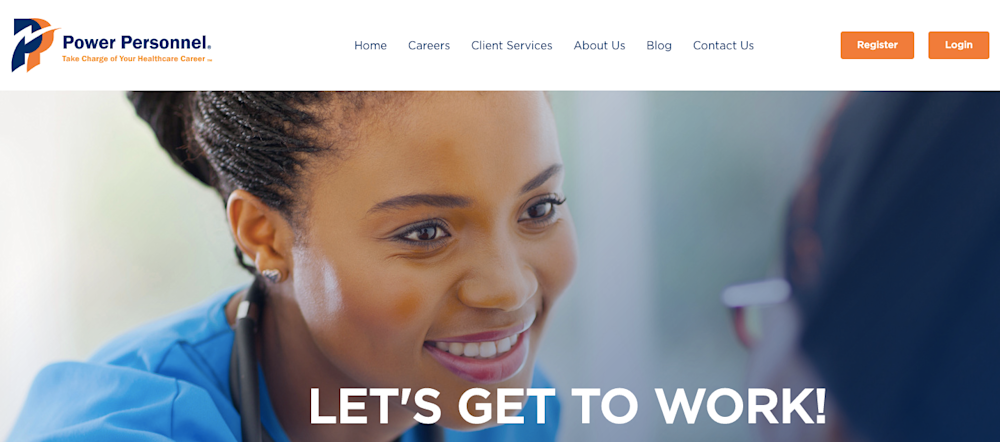 Power Personnel website Take charge or you healthcare career