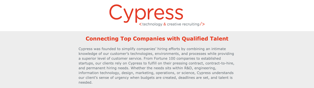 Cypress website Technology creative recruiting