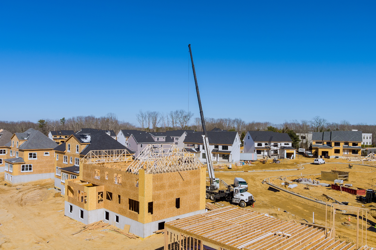 A built-to-rent subdivision with active construction.