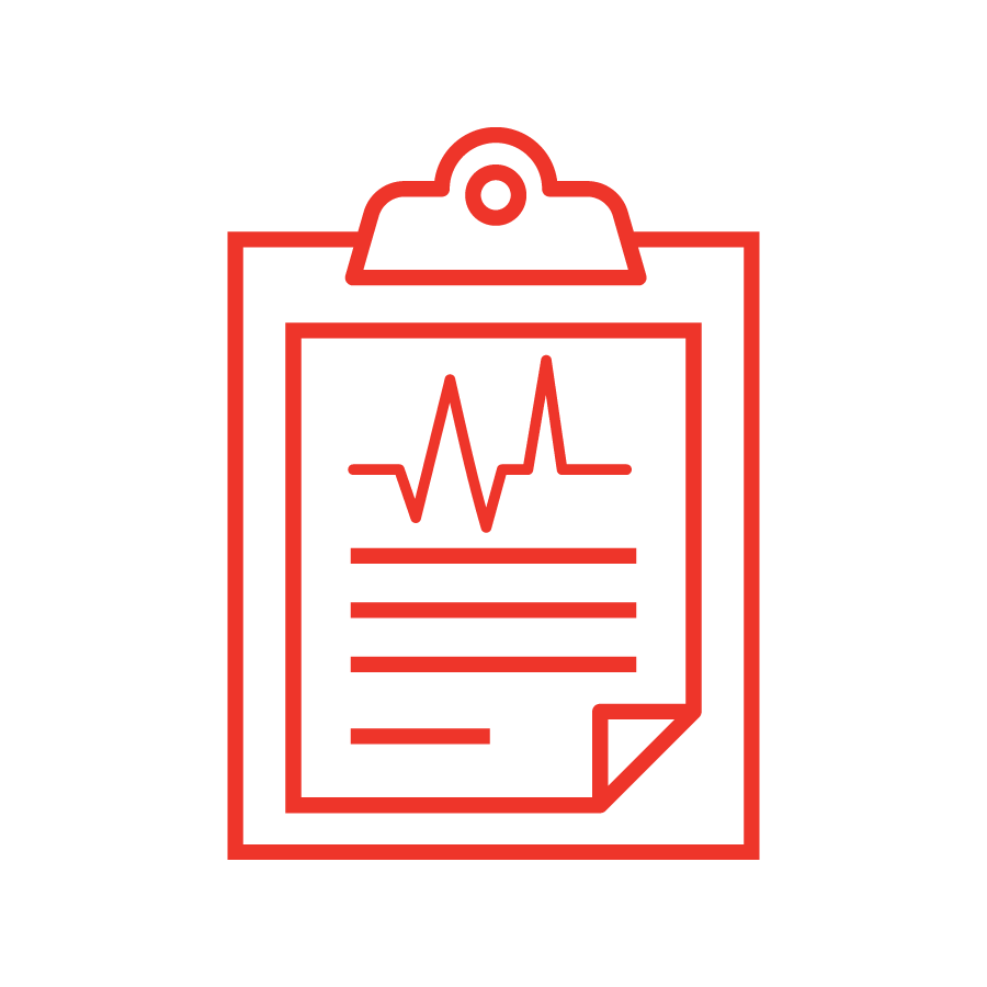 medical report icon in red
