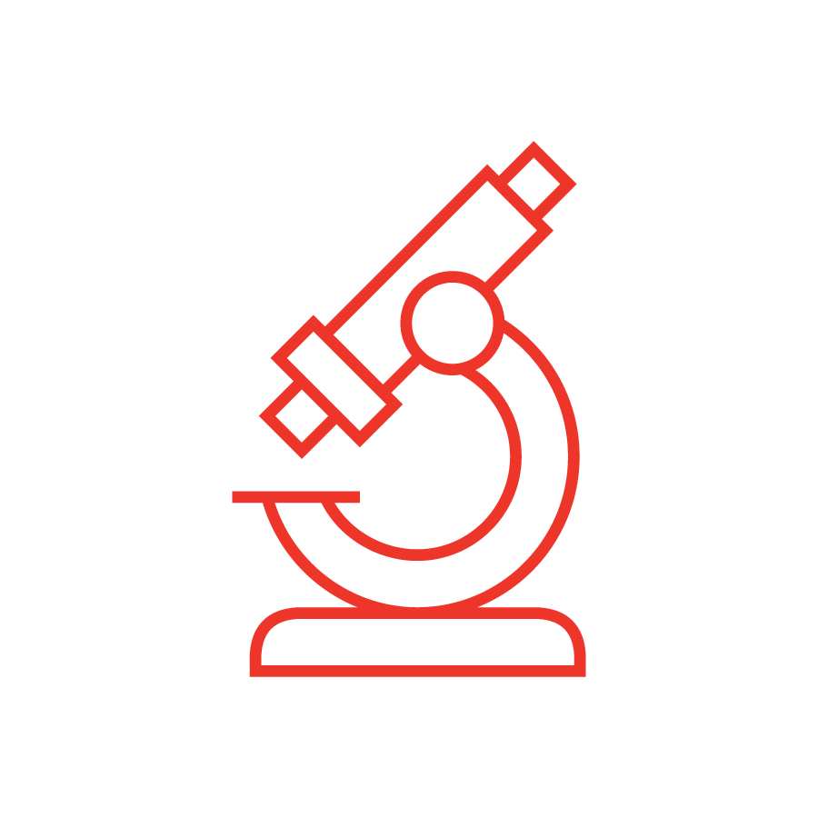 microscope icon in red