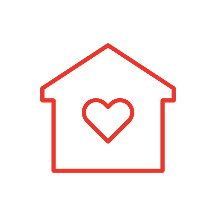 house and heart icon in red