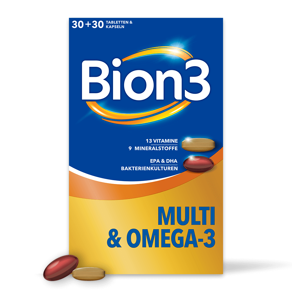 Bion3 Multi & Omega-3 mit Bakterienkulturen Verpackung