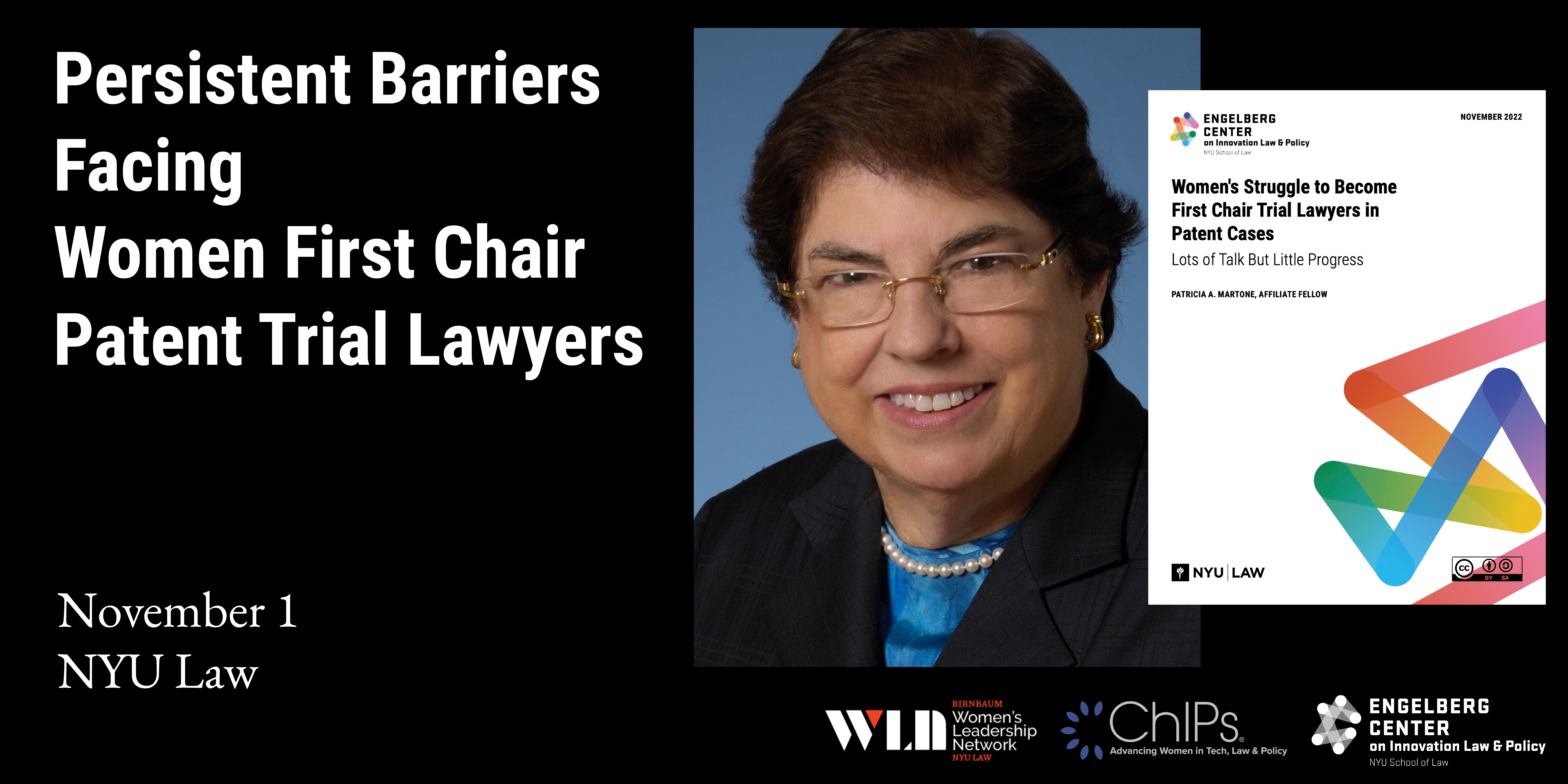 Event image for Persistent Barriers Facing Women First Chair Patent Trial Lawyers event