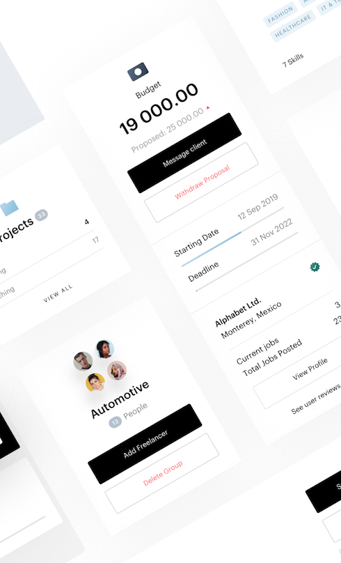 Publicist platform showing budget and category cards.