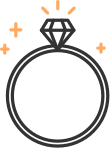 icon of an engagement ring with a sparkling diamond