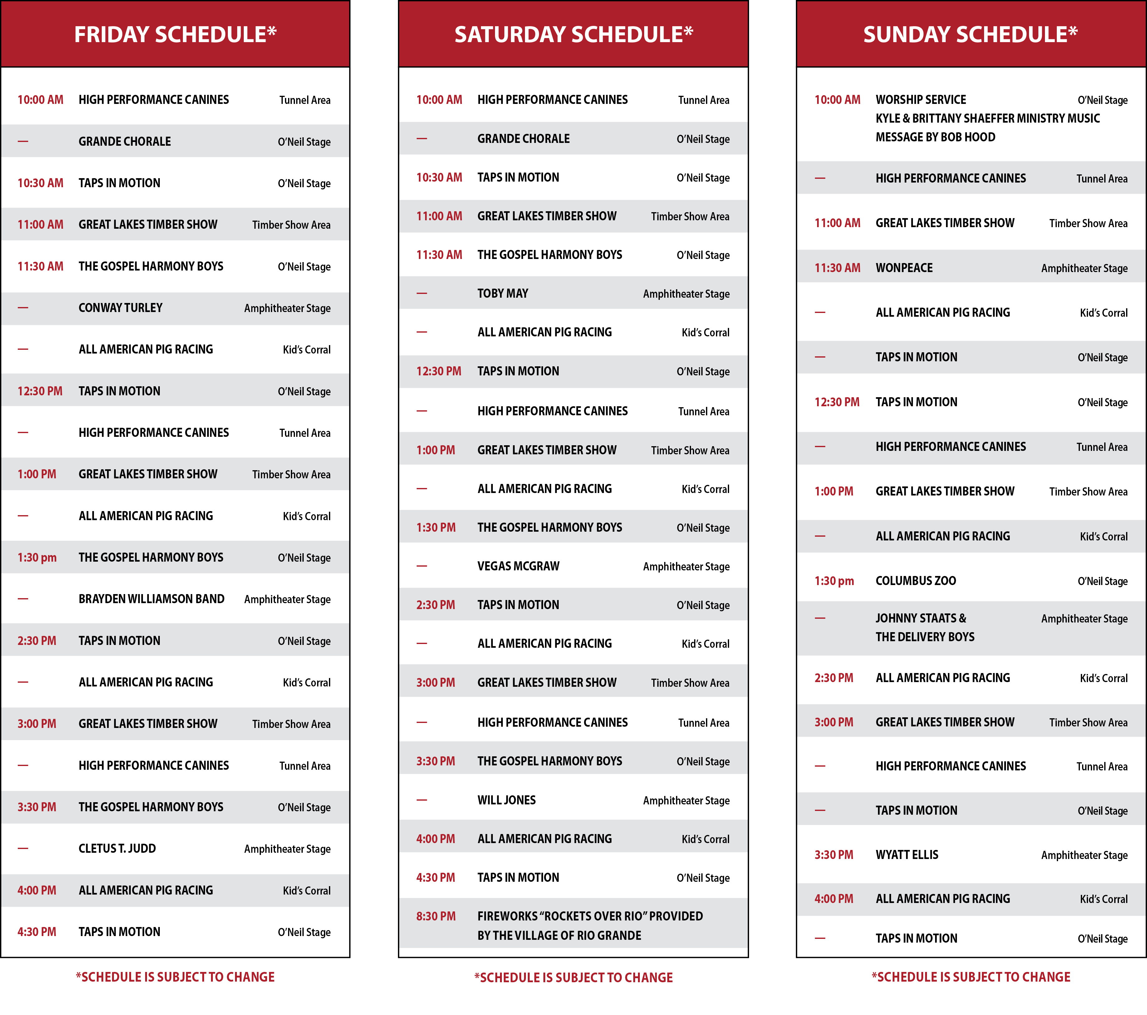 2026 Farm Festival Schedule