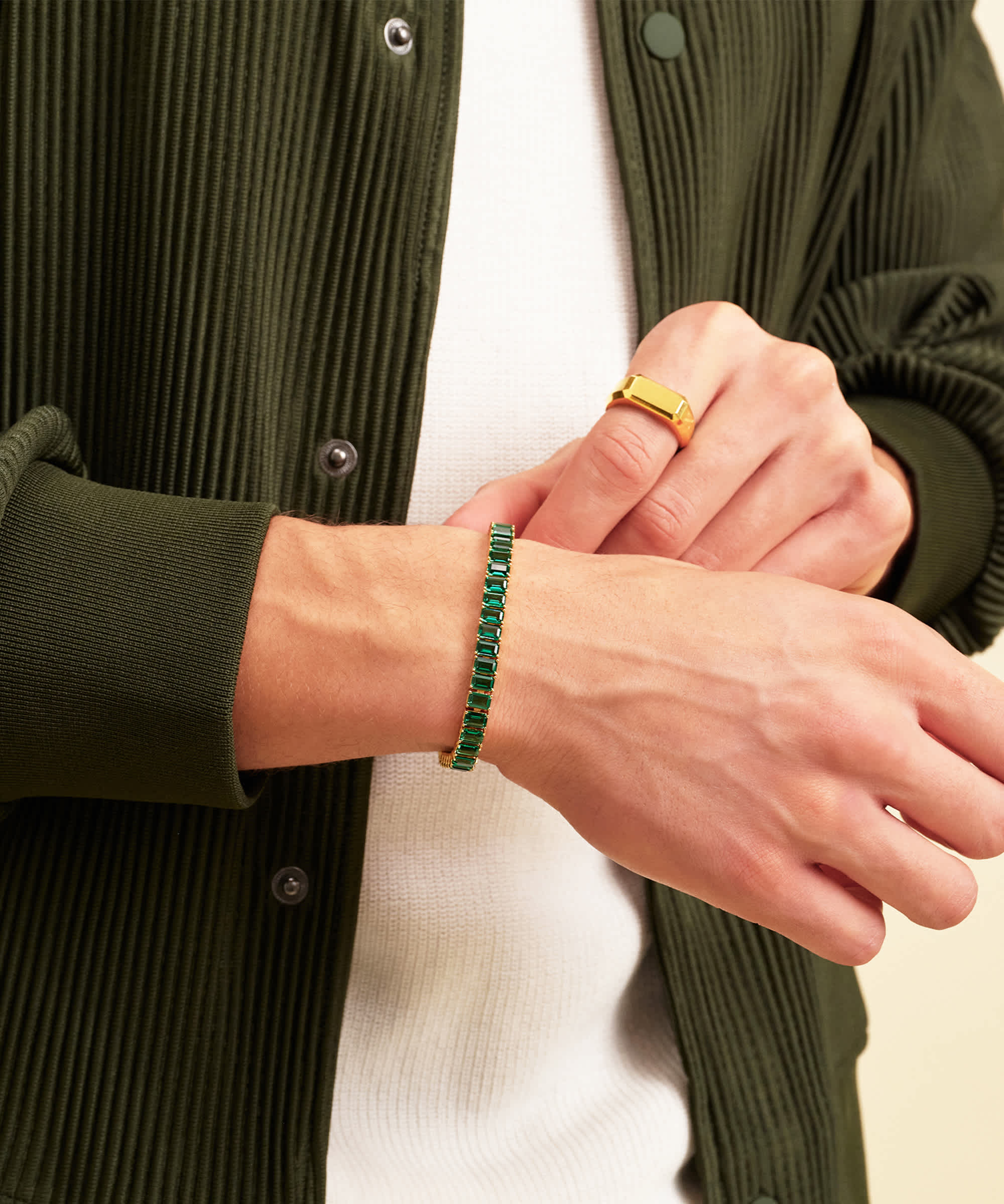 Elevated Style - Green Emerald Cut Tennis Bracelet