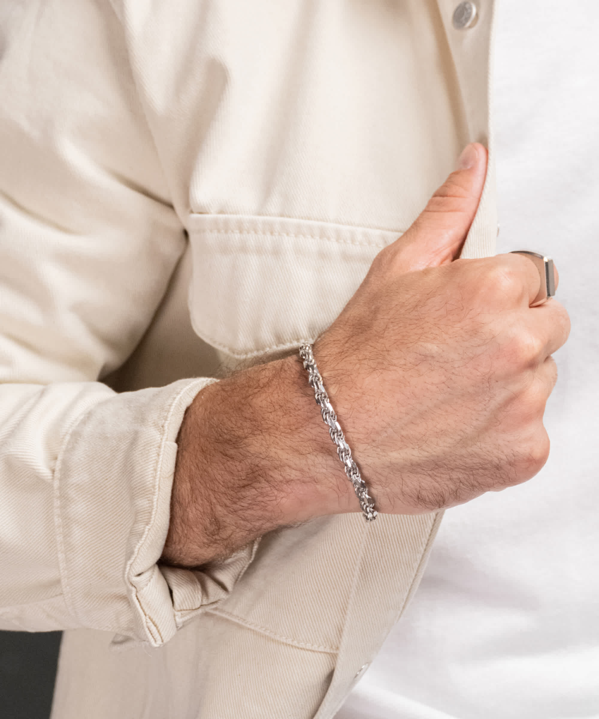 Men's Silver Rope Bracelets - Italian made