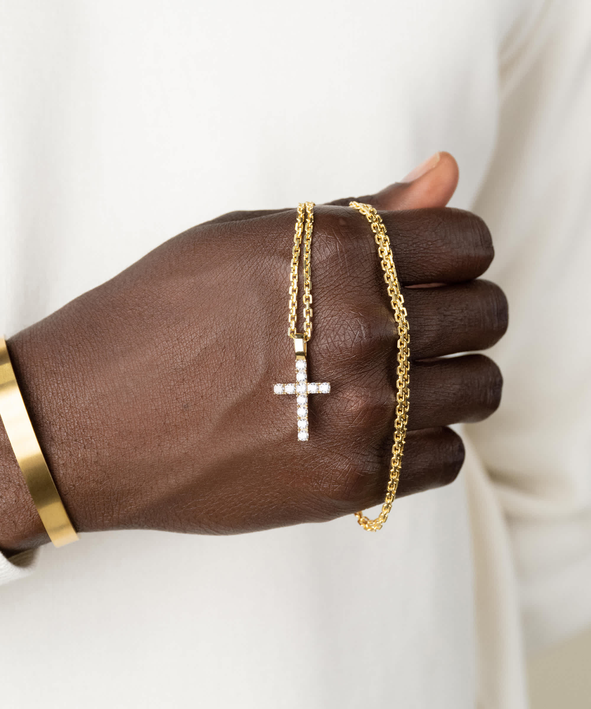 Chain Included - Gold Micro Studded Pendant Necklace