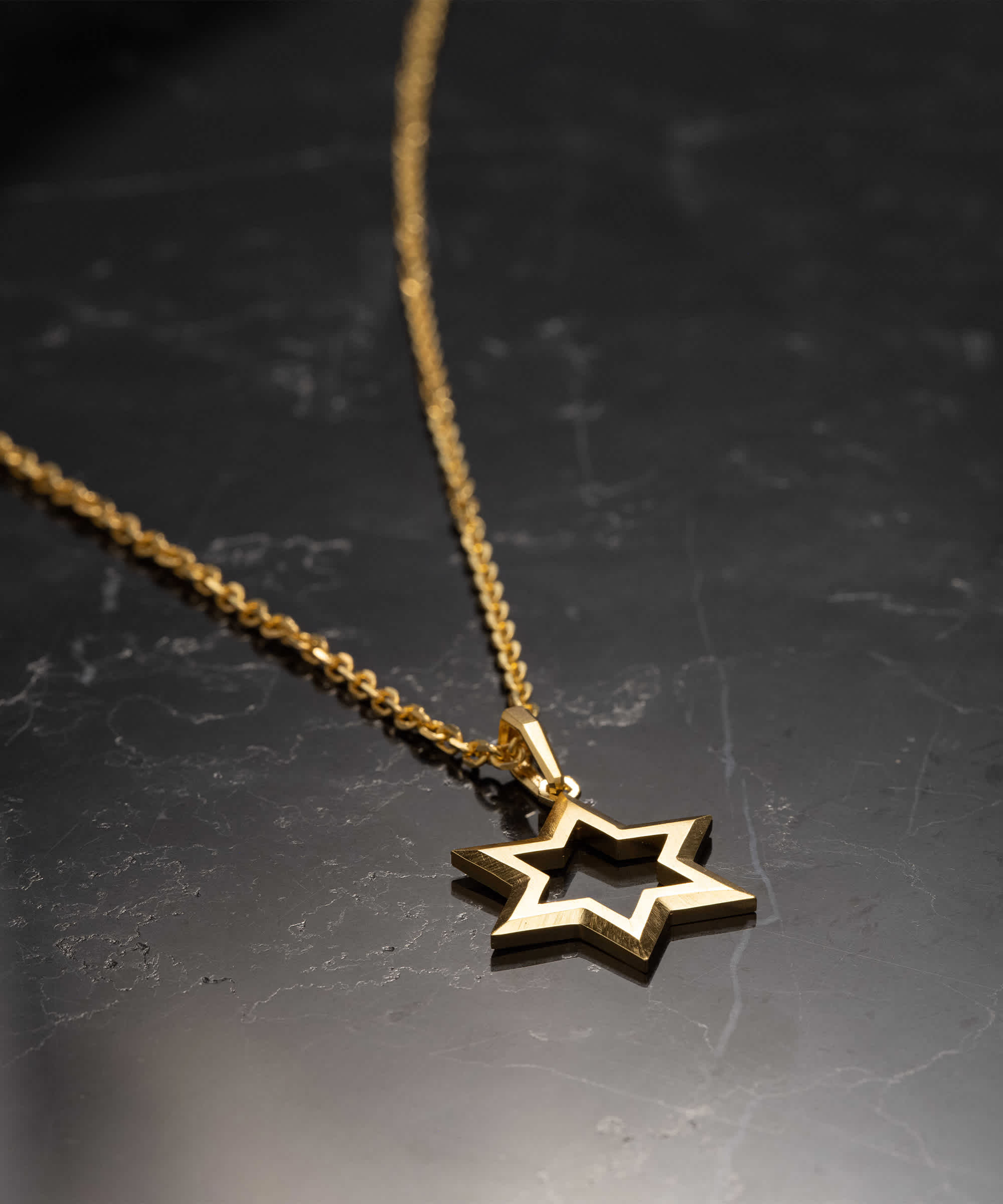 Handcrafted - Gold Star of David Pendant Necklace