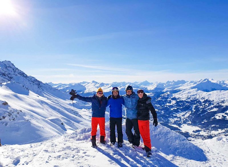 Ski group shot in Alps adventure trip