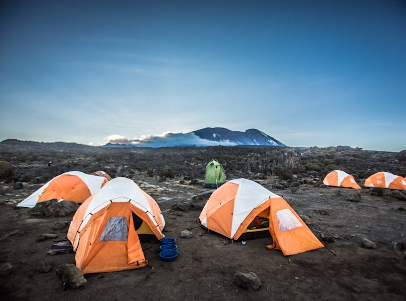 Camping tents on Mt Kilimanjaro
