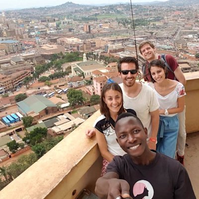Dan and happy group in Kampala, Uganda