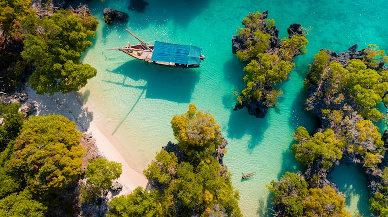 Aerial view over Zanzibar island