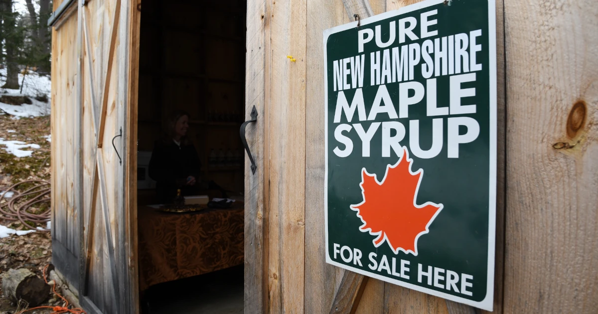Sign selling New Hampshire maple syrup