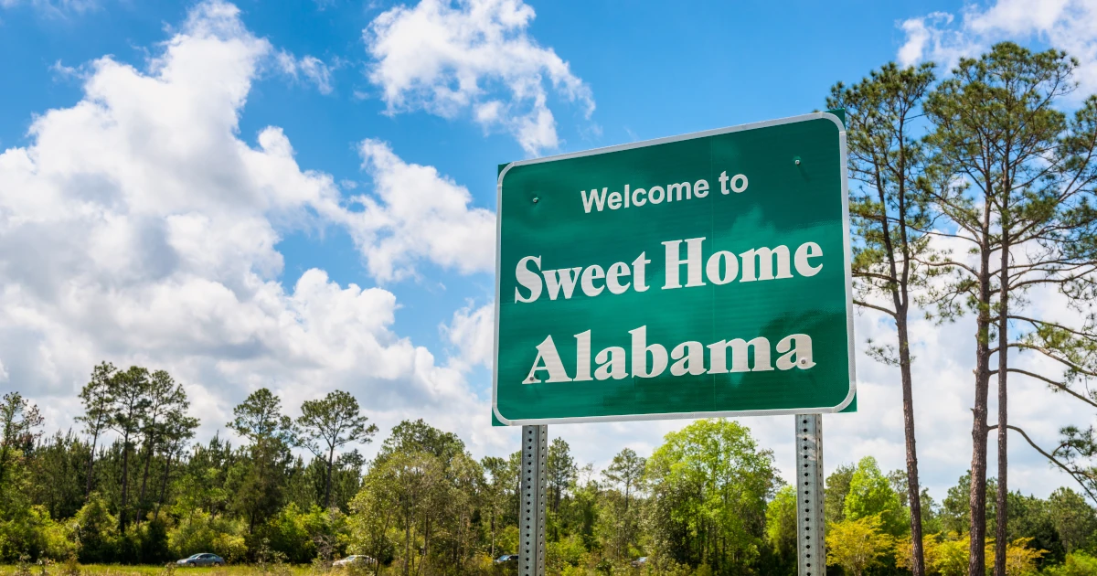 Welcome to Sweet Home Alabama Road Sign along Interstate 10