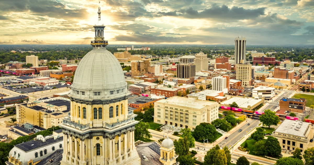 A view of the capitol building from above in Springfield, Illinois | Swyft Filings