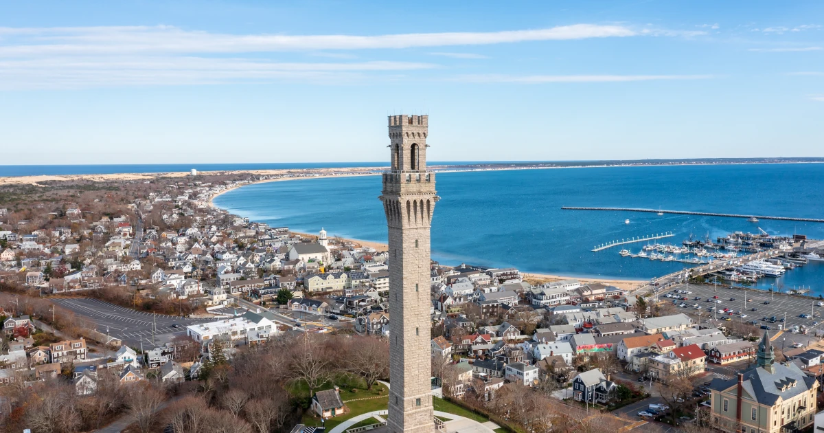 Aerial view of Provincetown in Cape Cod