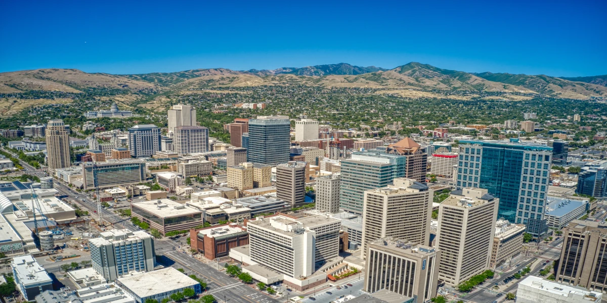 Aerial View of Downtown Salt Lake City Utah