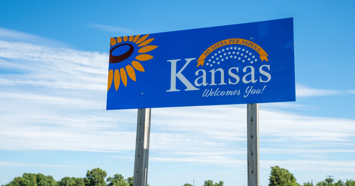 Welcome to Kansas highway sign