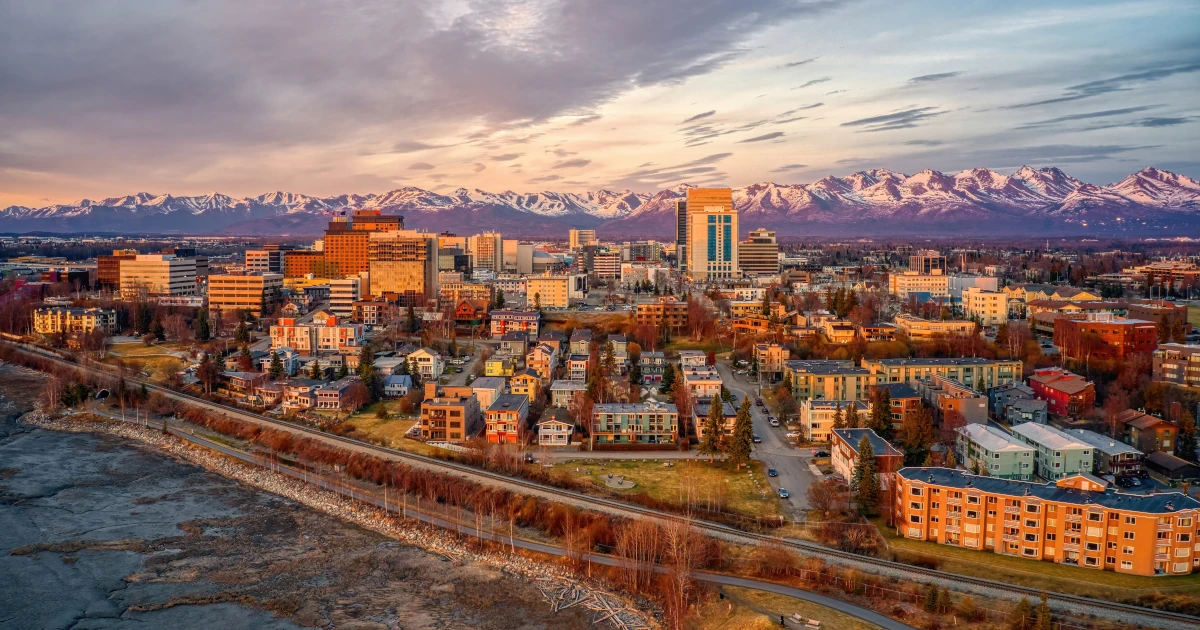 An aerial view of downtown Anchorage, Alaska | Swyft Filings
