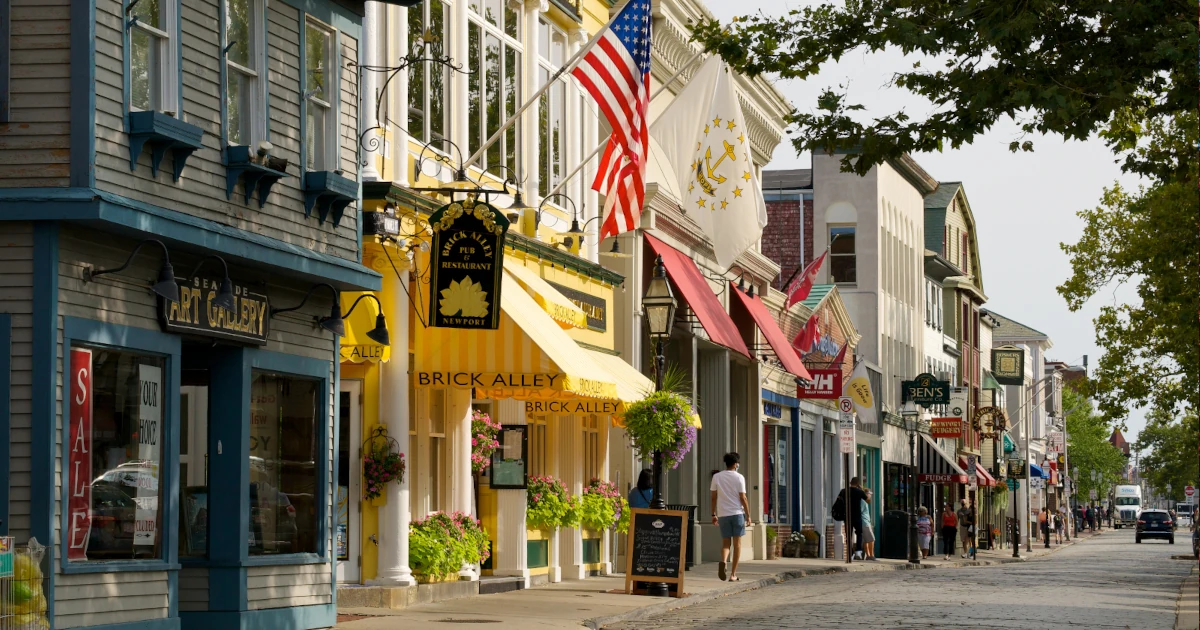Street of local Rhode Island businesses