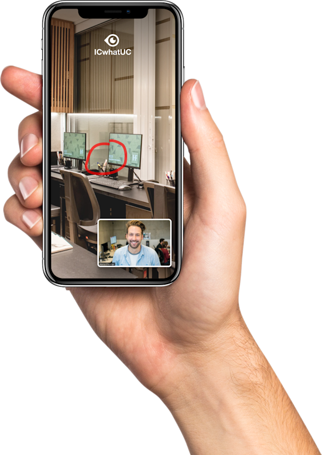 A hand holding an app
