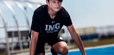 Male at starting point of track.