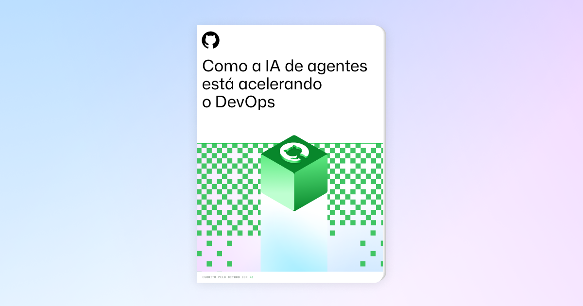 Dark-themed landscape image with GitHub-inspired shapes and illustrations scattered in the background. Bold foreground text reads, "How agentic AI is accelerating DevOps," followed by smaller text that says, "What AI agents mean for your team—and how they’re already changing how software gets built." The design combines a sleek, modern aesthetic with a focus on AI and software development themes.
