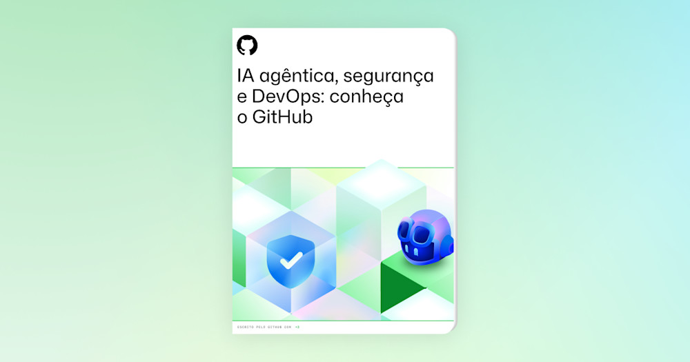 Dark-themed image with GitHub-inspired shapes and illustrations scattered across the background. Foreground text reads: "Generative AI, Security, and DevOps: Meet GitHub," followed by a subheading that says, "Empower your developer teams with the tools they need to work smarter, faster, and more collaboratively." The design emphasizes innovation and teamwork.