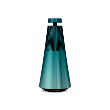 Product image of the front of the Beosound 2 speaker in the Atelier Limited Edition colour Northern Sky Turquoise