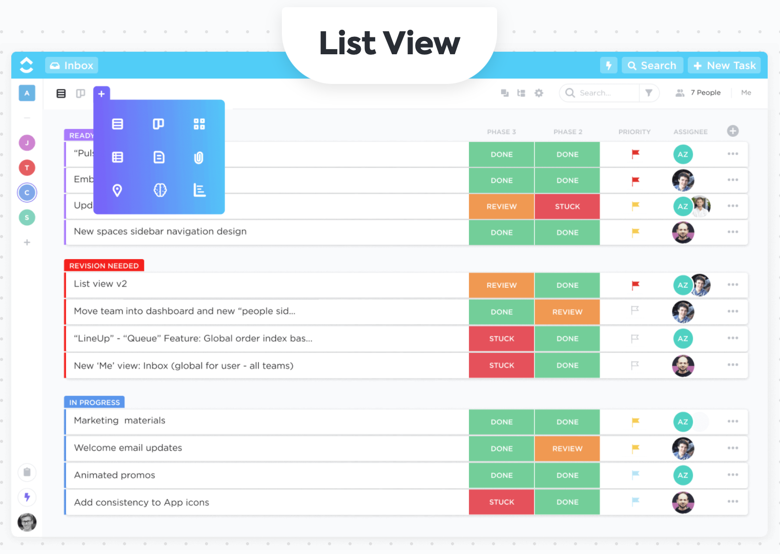 ClickUp is a visual task, project, and people management tool