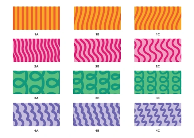 Vertical layout of illustrations of the different hair types ranging from 1A – 4C