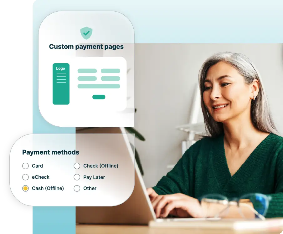 A person creates a custom payment page for their organization