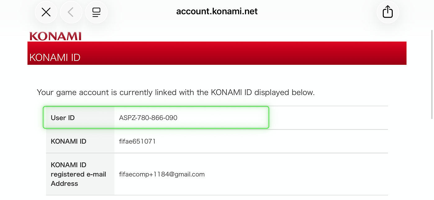 Find your KONAMI ID on Mobile