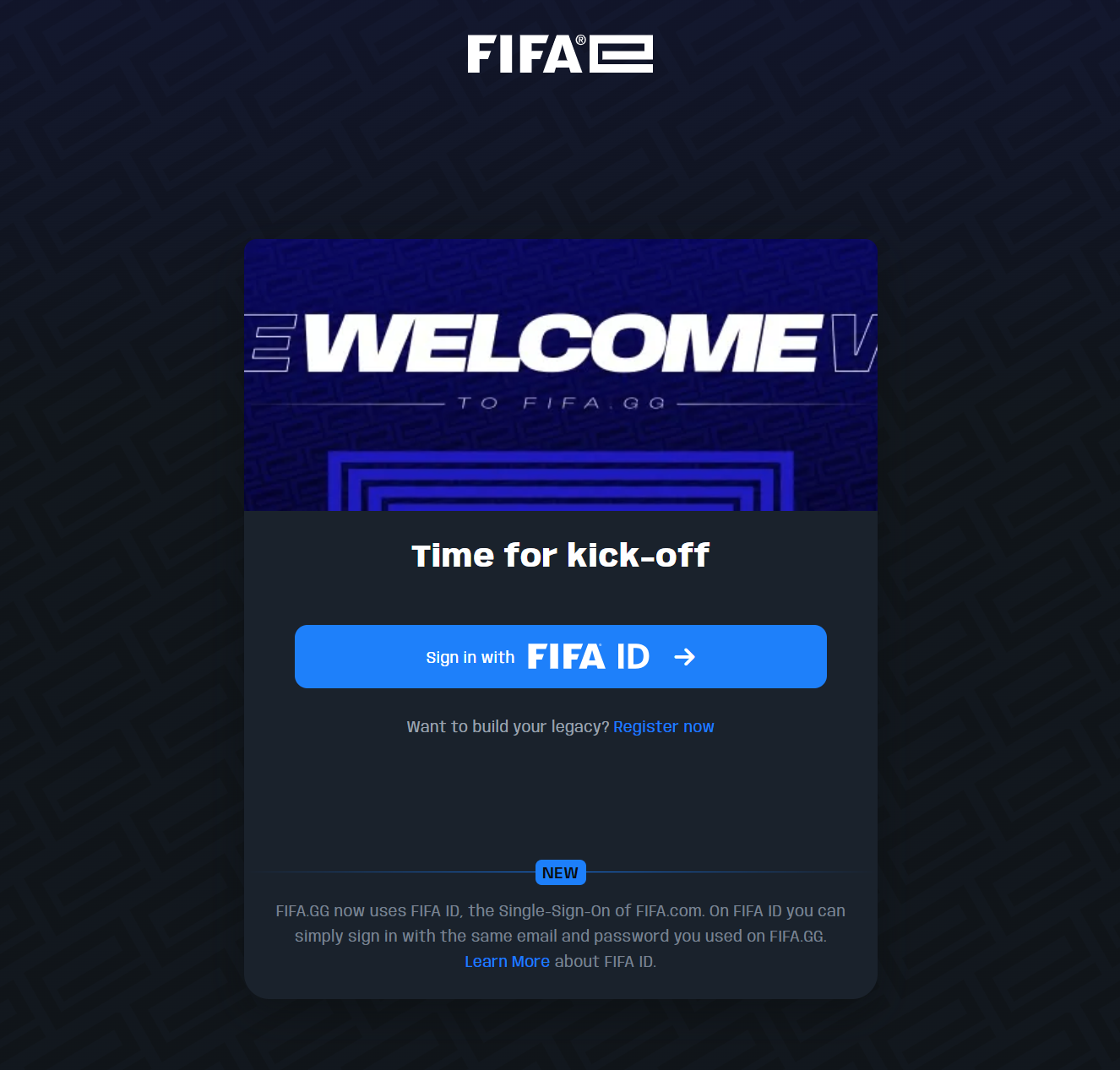 Sign in/Register screen on FIFA.GG