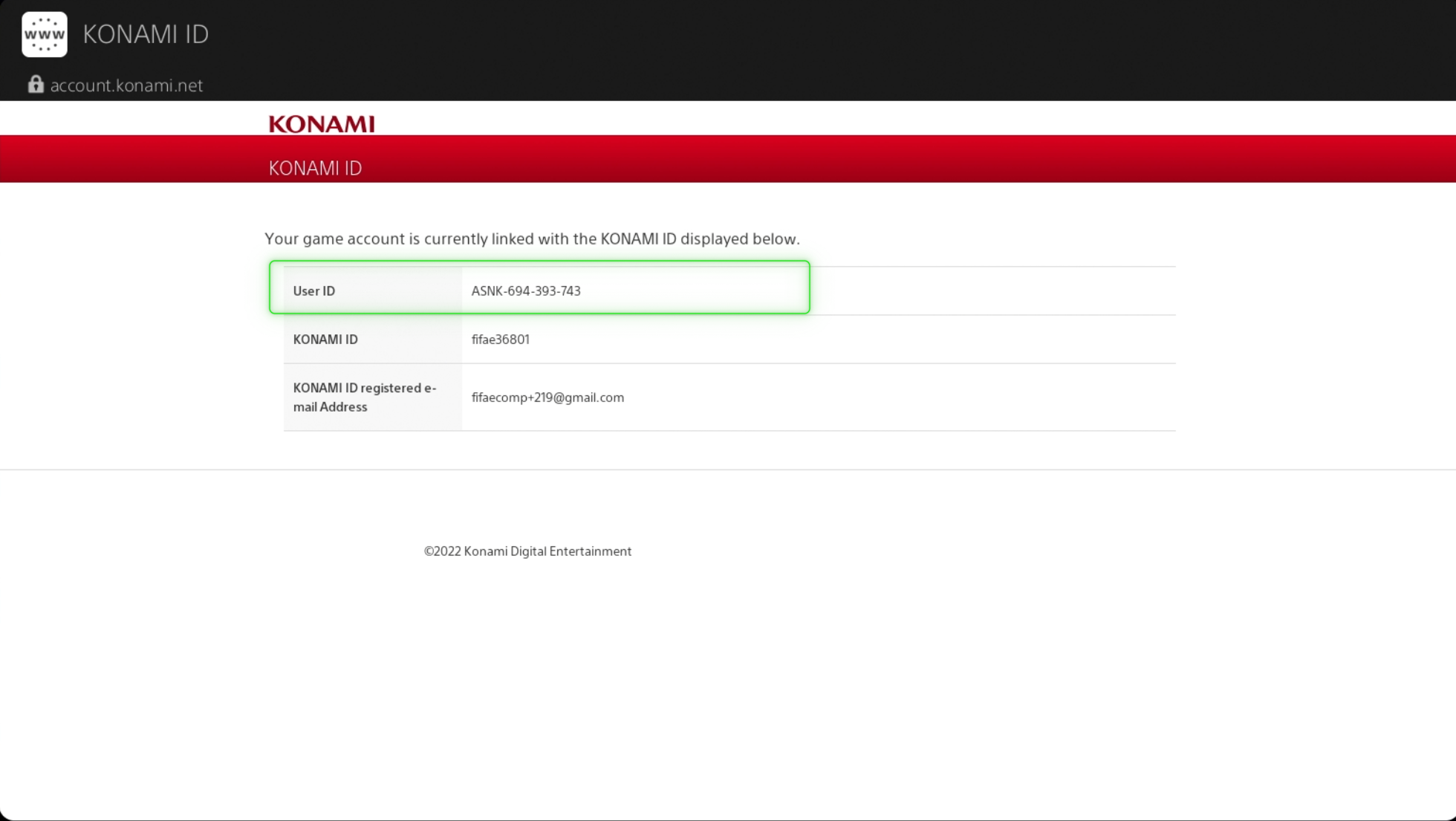 Find your KONAMI ID on Console