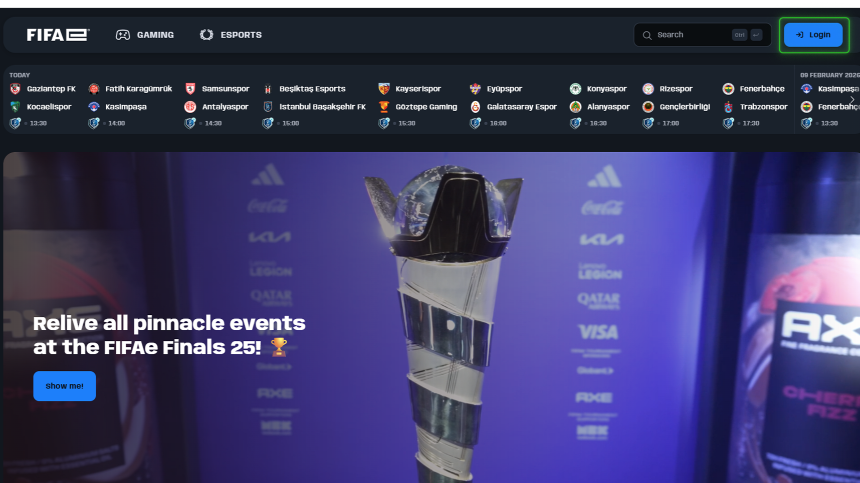 login main page highlighted