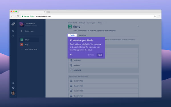 A spotlight component onboarding people to a new feature in Jira. 