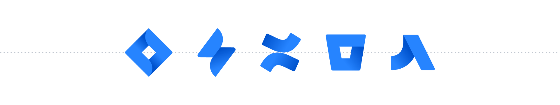 Horizontal alignment of Atlassian logomarks.